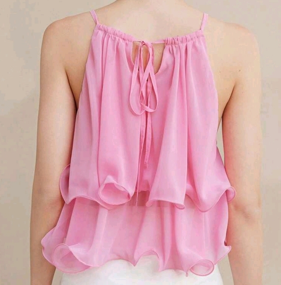 Elegant Vintage Embroidered Ruffled Hem Layered Cascade Frill Sheer Chiffon - Picture 2 of 4